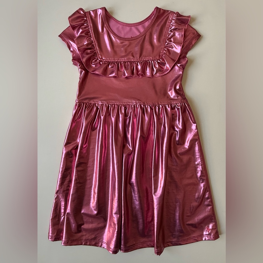 Pink Chicken Girls Quinn Cap-Sleeve Lame Dress - Blush Pink - Size 8Y